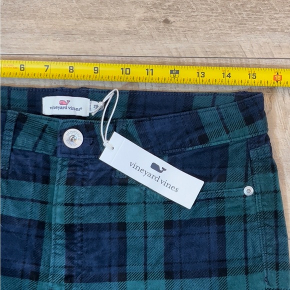 NWT Vineyard Vines Jamie Blackwatch Kick Flare Plaid Velvet Pants Size 29 - Picture 6 of 9